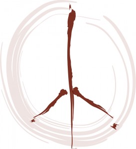 logo depicting bird footprint in a swirled circle evoking a peace symbol