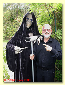 Terry Pratchett stands with a brush with Death thanks to