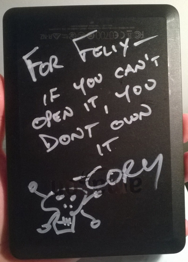 My son's signed kindle.