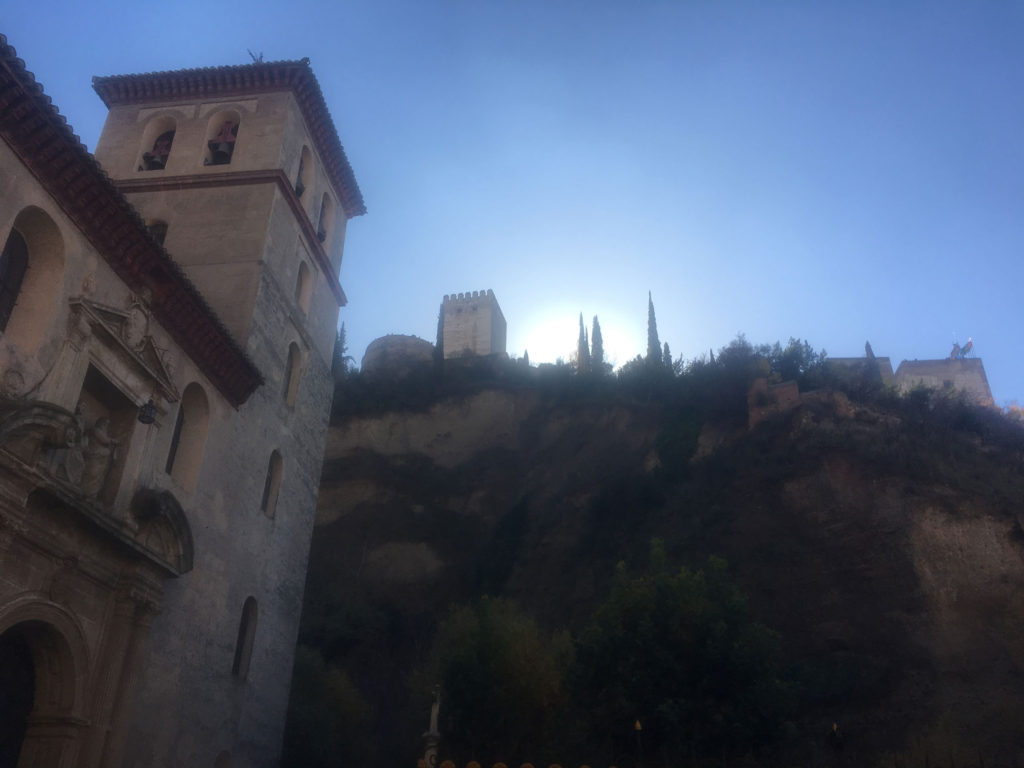 The Alhambra is up at the top of the hill - and there's a river at the foot of this valley. No casual visit from t this angle!