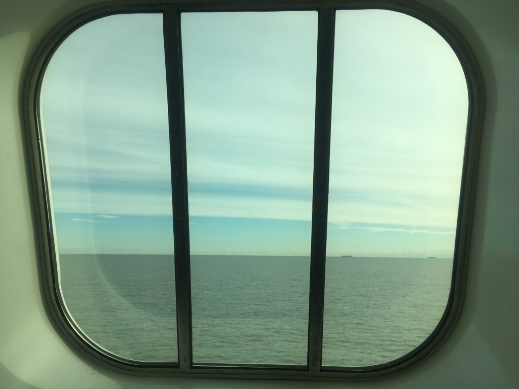 Big view out of the big front windows of the ferry