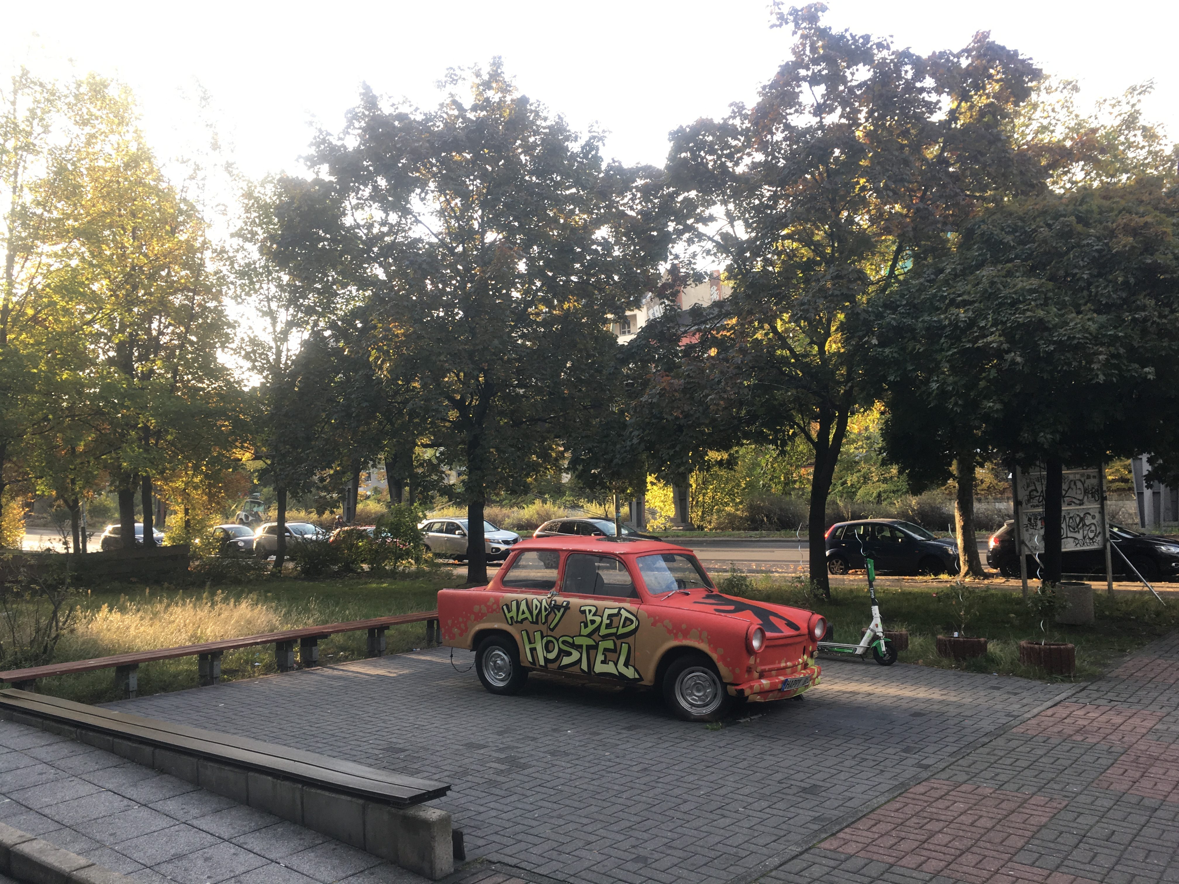 The renowned Trabant outside hostel