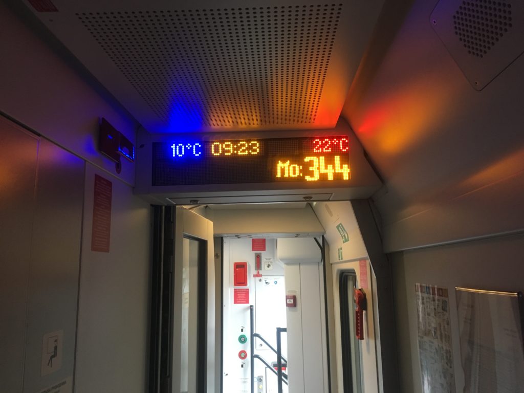 Information screen inside Russian train