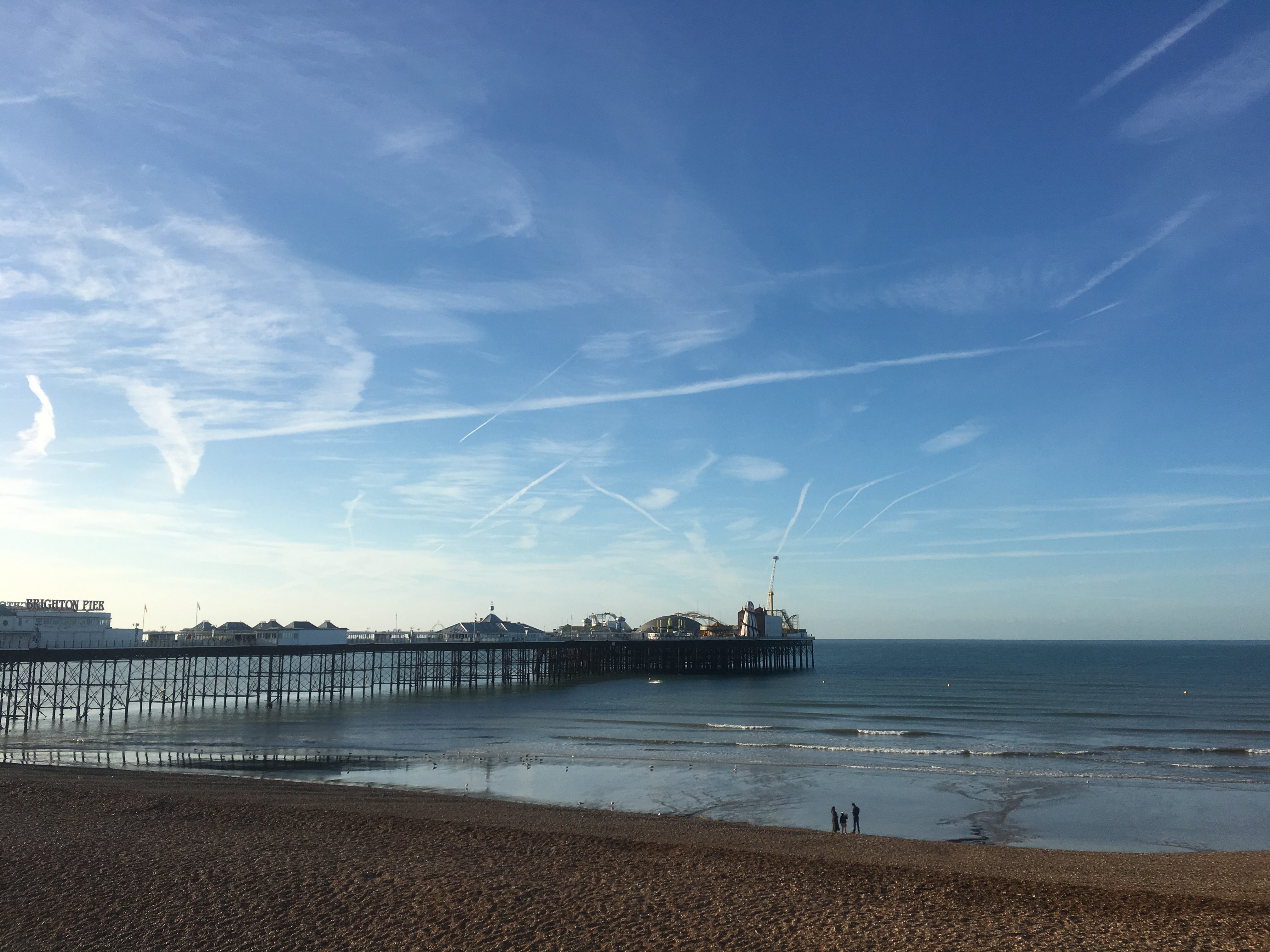 Contrails over Brighton Beach UK