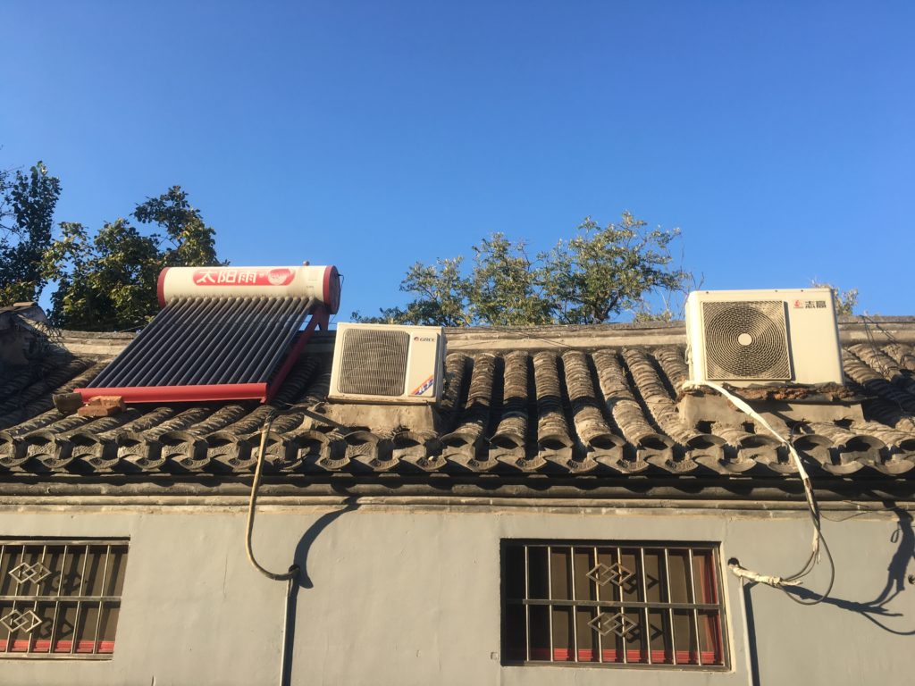 Solar hot water on a hutong roof