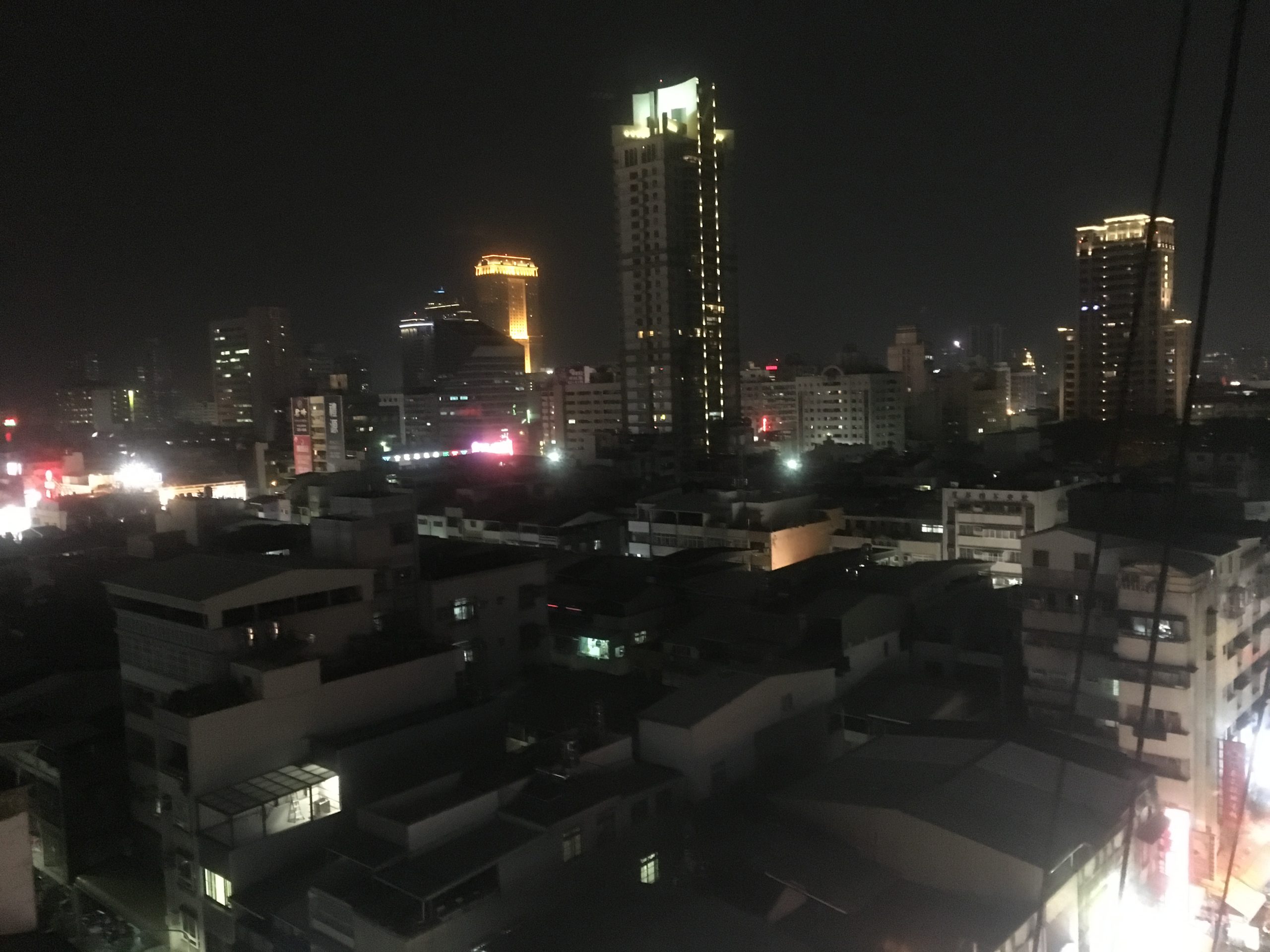 Night inner city Kaohsiung from balcony of R8Hotel