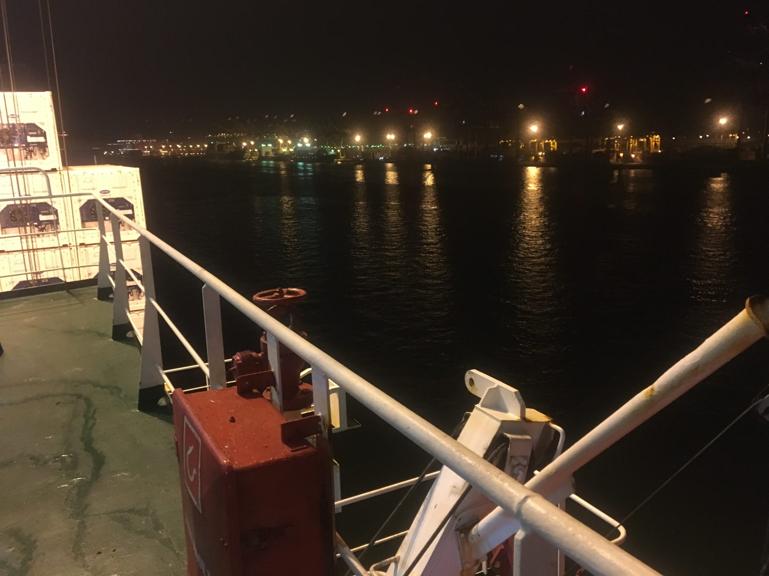 Looking over the Port of Kaohsiung from the wing deck outside my cabin