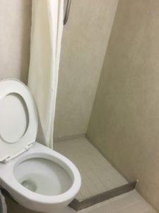 Shower next to the toilet on CC Coral - bio toilet cleaner