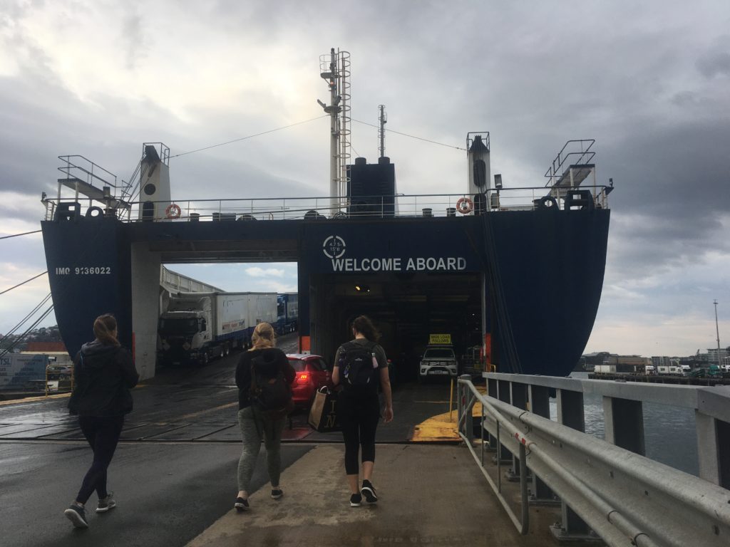 Boarding the Bluebridge ferry in Wellington