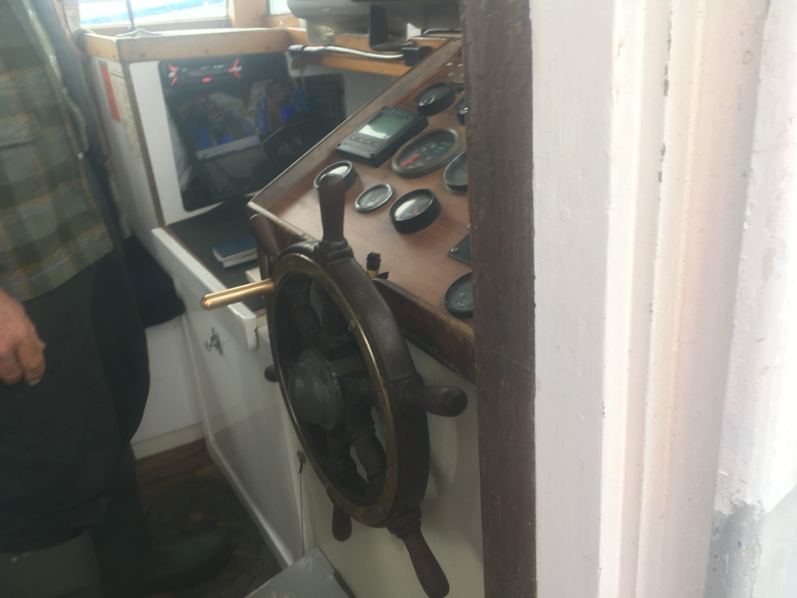 Now, that's a proper ship's wheel on the ferry to Ulva Island, Southland