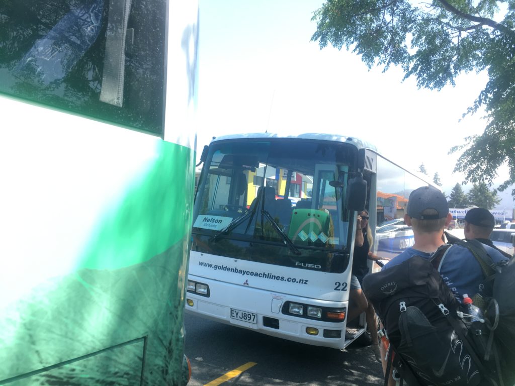 Little Nelson Bus beside the Abel Tas waiting in Mot