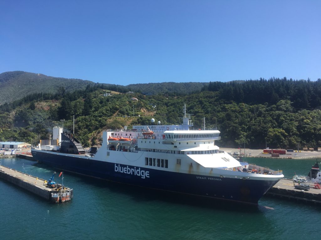 Bluebridge Ferry parked in Picton
