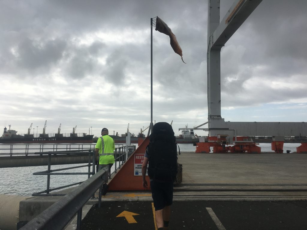 Following security down to the wharf at Tauranga
