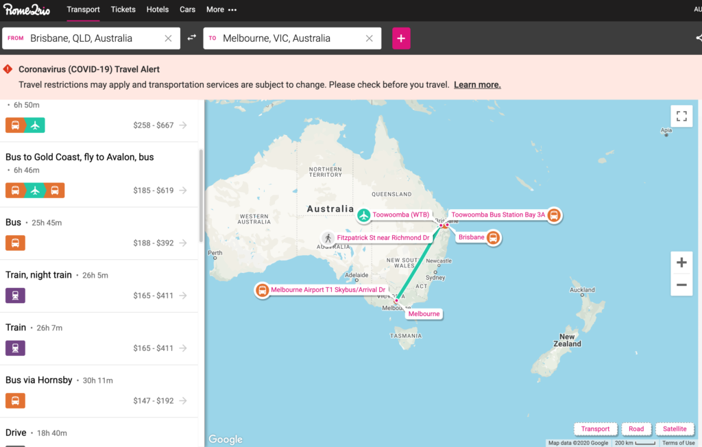 Brisbane to Melbourne as the crow flies