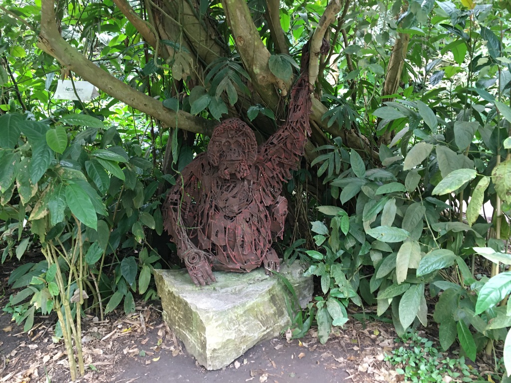 Orangutan hiding in the rainforest