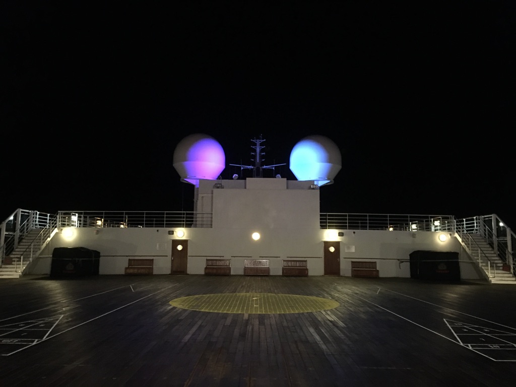 QM2 - Deck 13 in the middle of the night - foreground - 2 shuffleboard courts