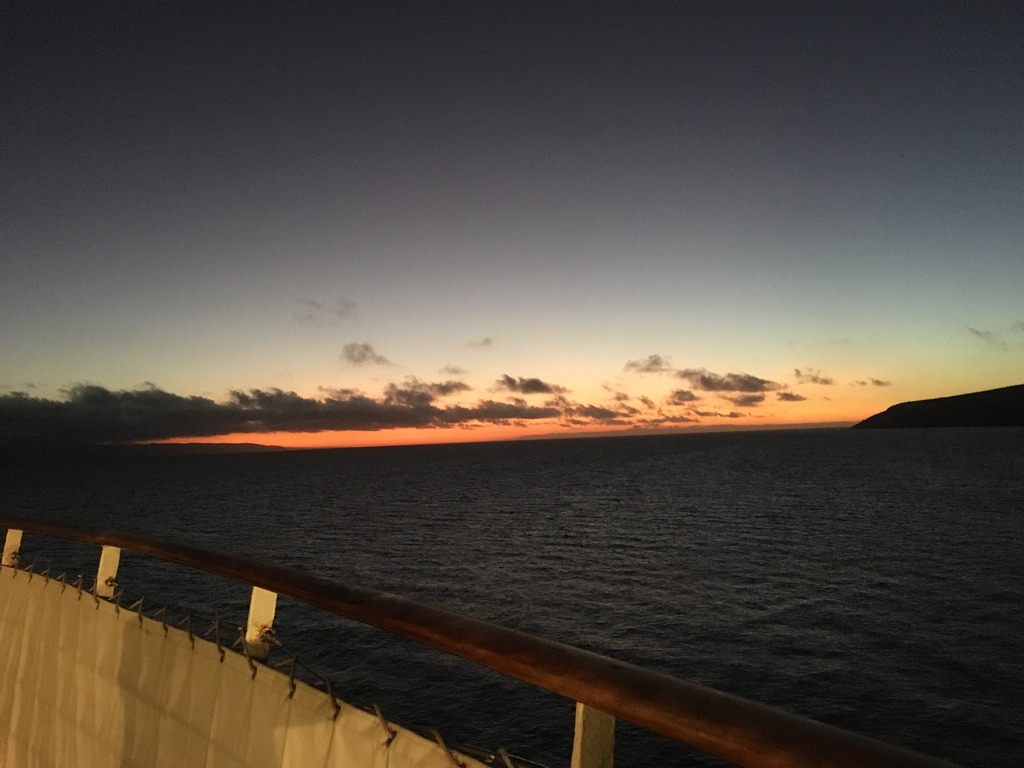 Sunrise over Kangaroo Island, South Australia, from QM2