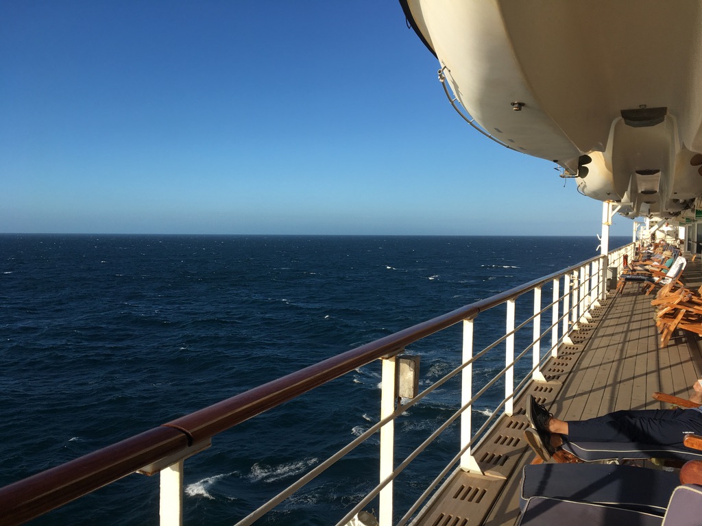 Looking out to sea as we pass NSW in QM2
