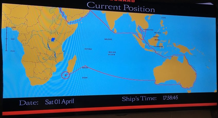 Heading towards South Africa - more than halfway through our cruise - QM2