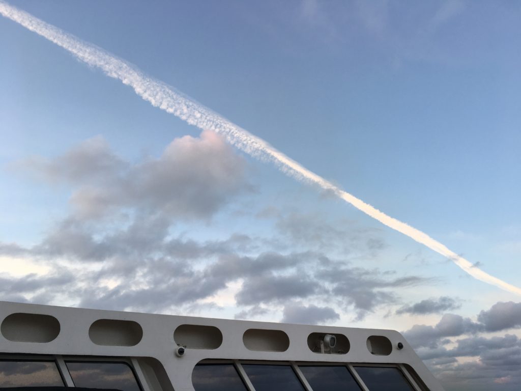 First contrail of the day - getting closer to airports