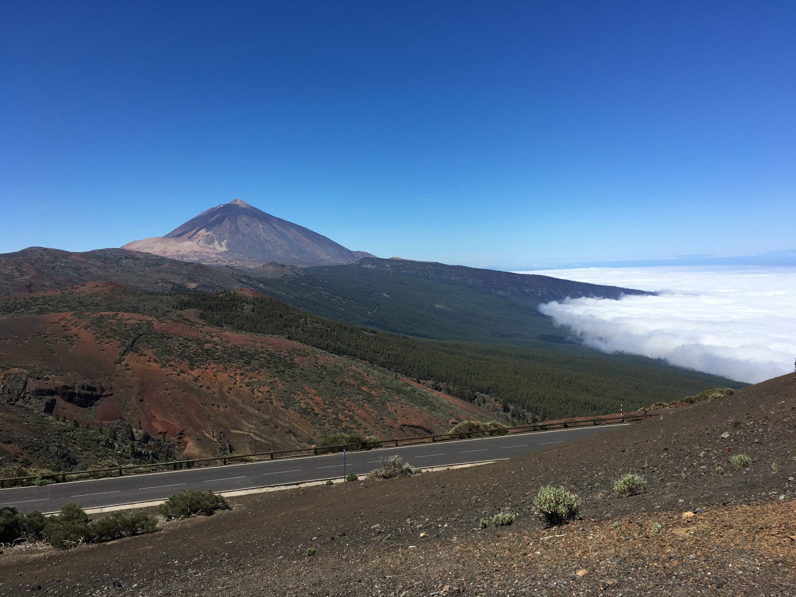 Looking back towards Mount Tiede from La Torta. We are above the clouds!