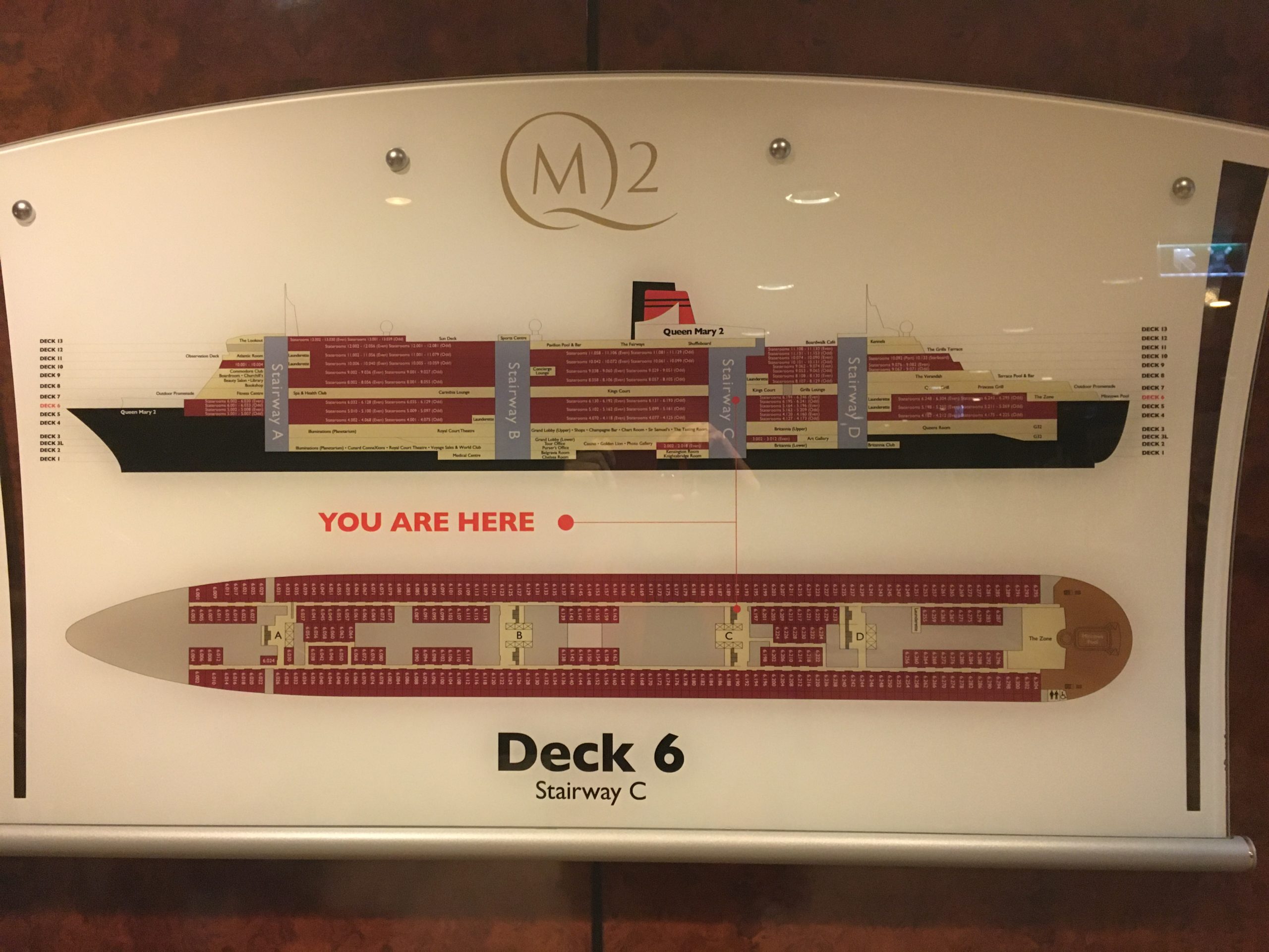 Every deck has a location finder - You are here - my room is towards the stern
